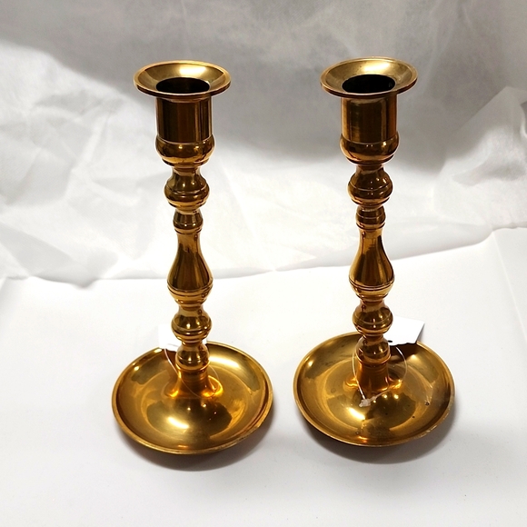 Vintage Other - Pair of vintage brass candlesticks 7.5 inch tall H3